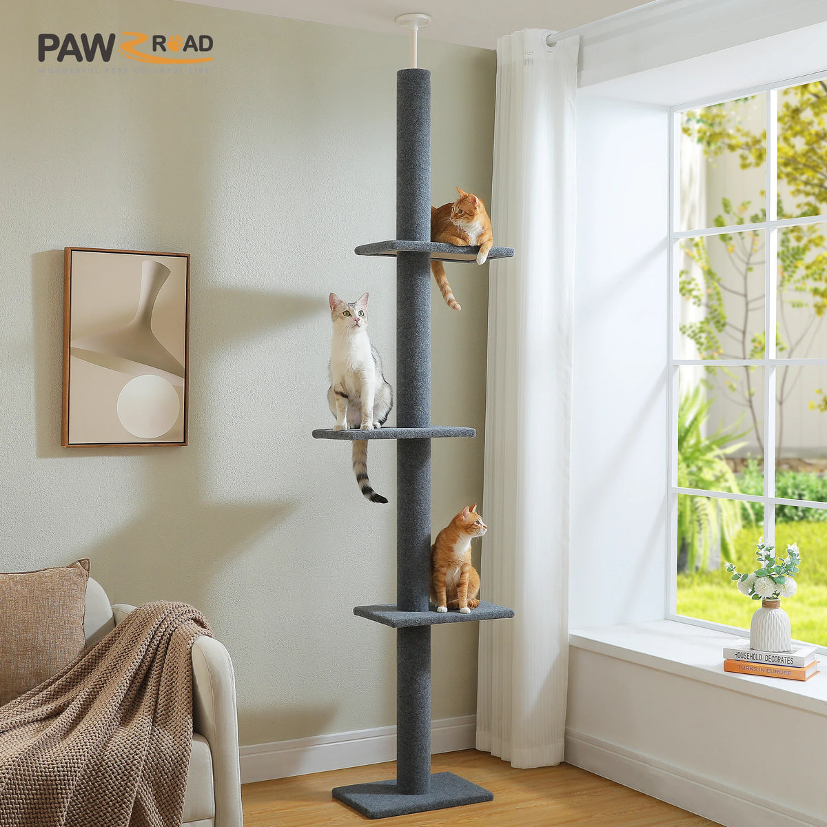 Arbre à chat sol-plafond à hauteur réglable