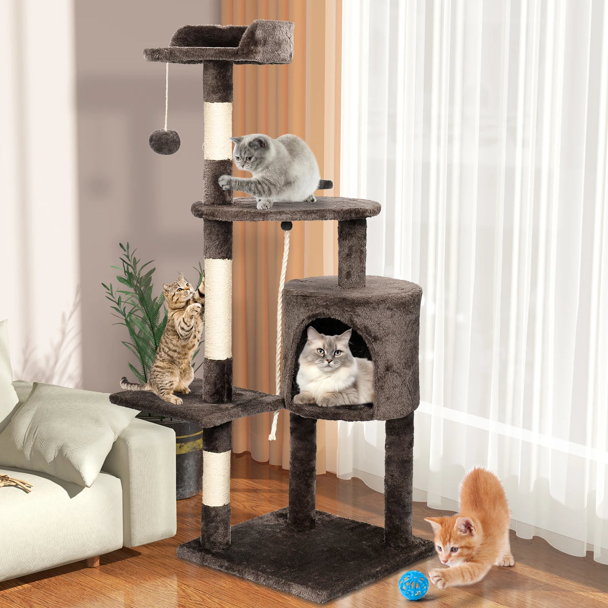 Grand arbre à chat à plusieurs perchoirs